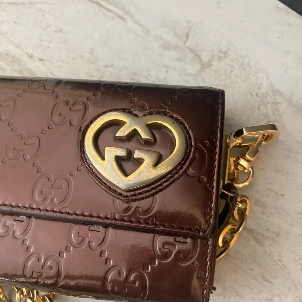 GUCCI GG Heart Patent Leather Wallet to Crossbody Bag 💼 - Picture 6 of 16